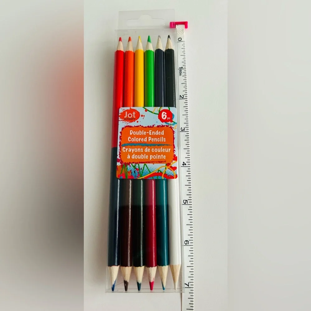 New Jot 6 Double-Ended Colored Pencils Non-Toxic Red Orange Yellow Blue Green